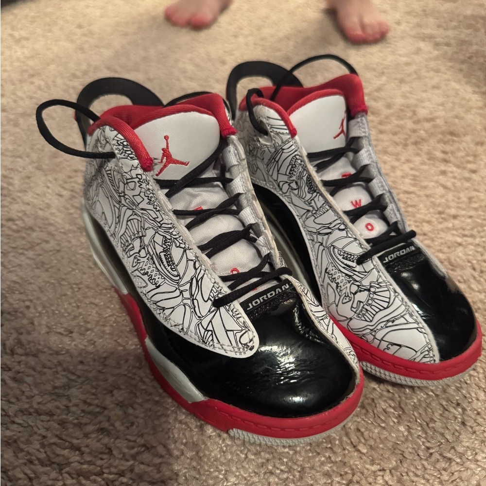 Jordan Graphic High-Top Sneakers - Red, Black, White